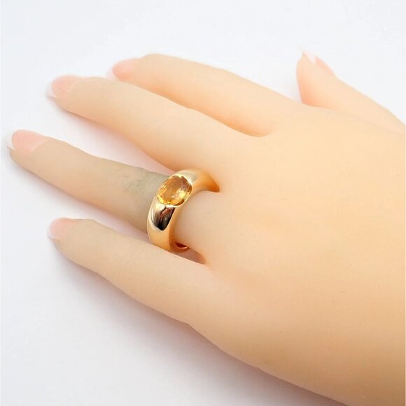 Authentic! Cartier 18k Yellow Gold Citrine Wide Large Ellipse Band Ring Size 5.5 - Picture 12 of 15